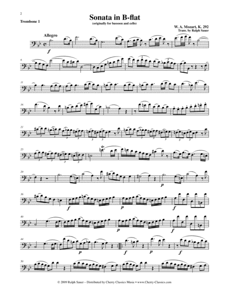 Sonata In B Flat K 292 For Trombone Duet Page 2