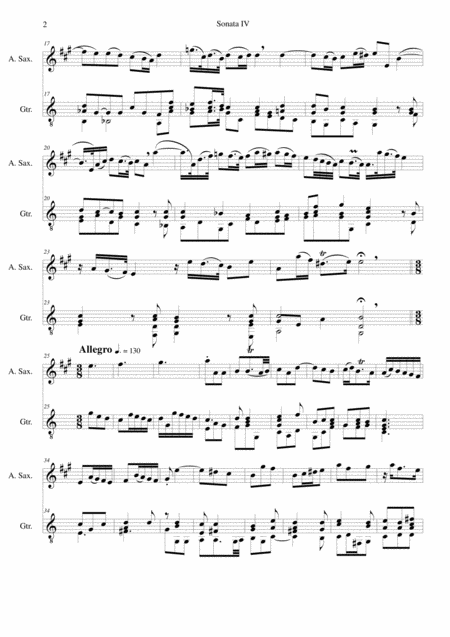 Sonata In C No Iv For Alto Saxophone And Guitar Page 2