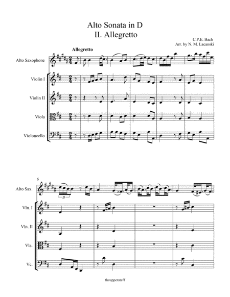 Sonata In D For Alto And String Quartet Ii Allegretto Page 2