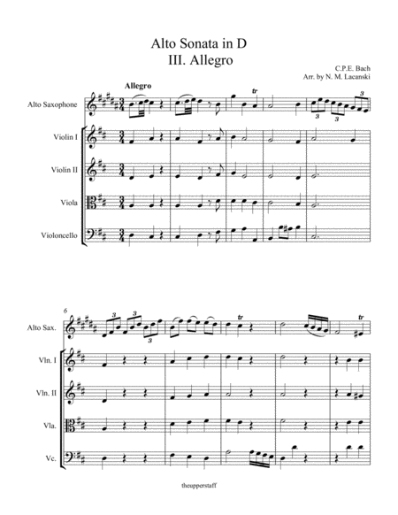 Sonata In D For Alto And String Quartet Iii Allegro Page 2