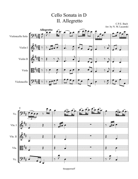 Sonata In D For Cello And String Quartet Ii Allegretto Page 2