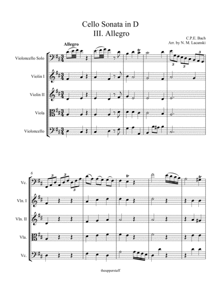 Sonata In D For Cello And String Quartet Iii Allegro Page 2