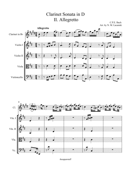 Sonata In D For Clarinet And String Quartet Ii Allegretto Page 2