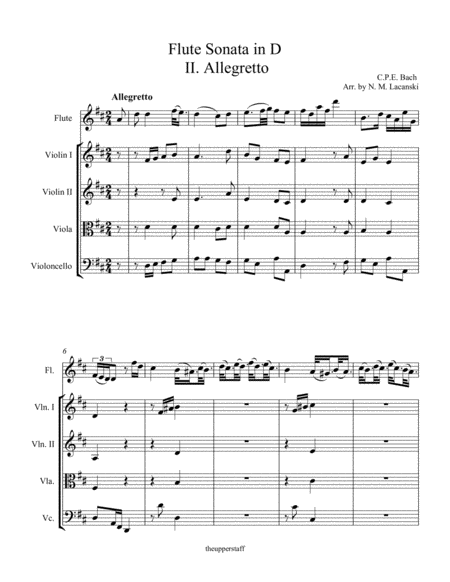 Sonata In D For Flute And String Quartet Ii Allegretto Page 2