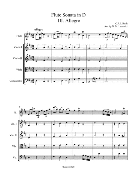 Sonata In D For Flute And String Quartet Iii Allegro Page 2