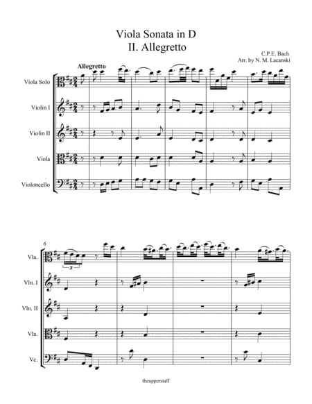 Sonata In D For Viola And String Quartet Ii Allegretto Page 2