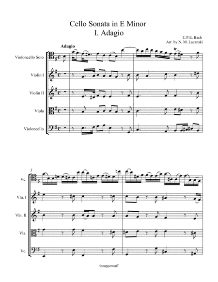 Sonata In E Minor For Cello And String Quartet I Adagio Page 2