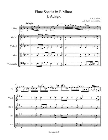 Sonata In E Minor For Flute And String Quartet I Adagio Page 2