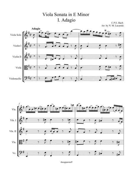 Sonata In E Minor For Viola And String Quartet I Adagio Page 2