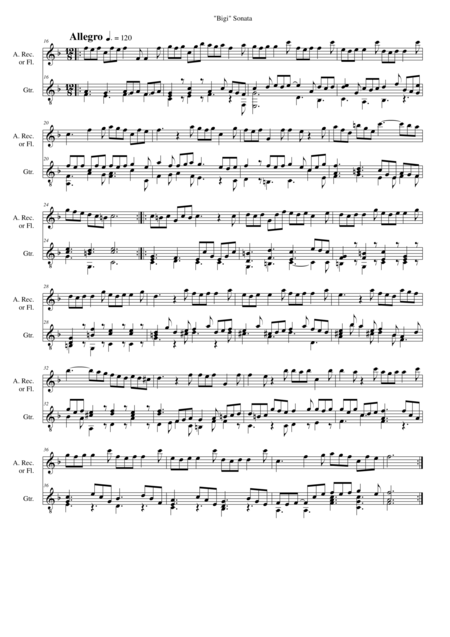 Sonata In F 1st And Last Movements For Alto Recorder Or Flute And Guitar Page 2