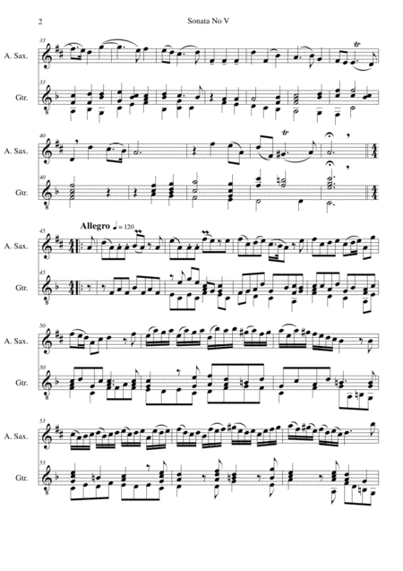 Sonata In F No V For Alto Saxophone And Guitar Page 2