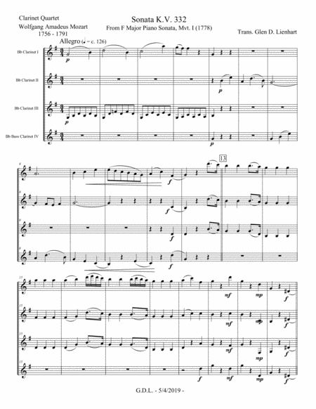 Sonata K V 332 Clarinets Page 2