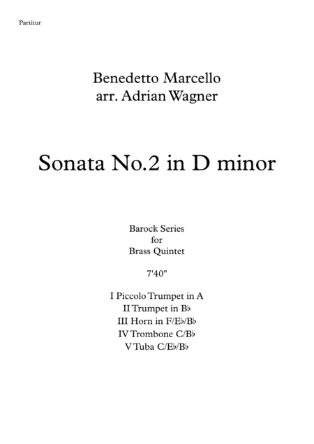 Sonata No 2 In D Minor Benedetto Marcello Brass Quintet Arr Adrian Wagner Picc Tpt In A Page 2