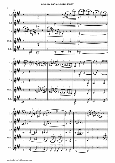 Sonata No 20 In A Major By Franz Schubert For Clarinet Quintet Page 2