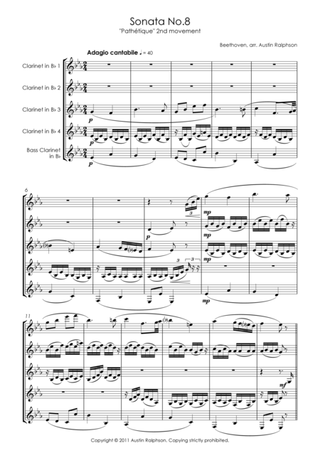 Sonata No 8 Pathetique 2nd Movement Clarinet Quintet Page 2