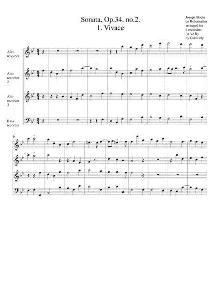 Sonata Op 34 No 2 Arrangement For 4 Recorders Page 2