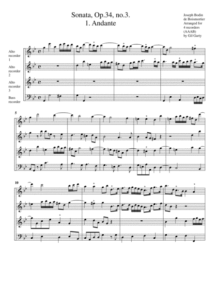 Sonata Op 34 No 3 Arrangement For 4 Recorders Page 2
