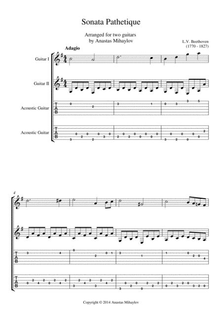 Sonata Pathetique Guitar Duo Tabs Page 2