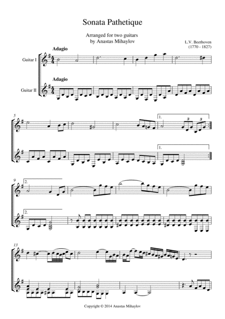 Sonata Pathetique Guitar Duo Page 2