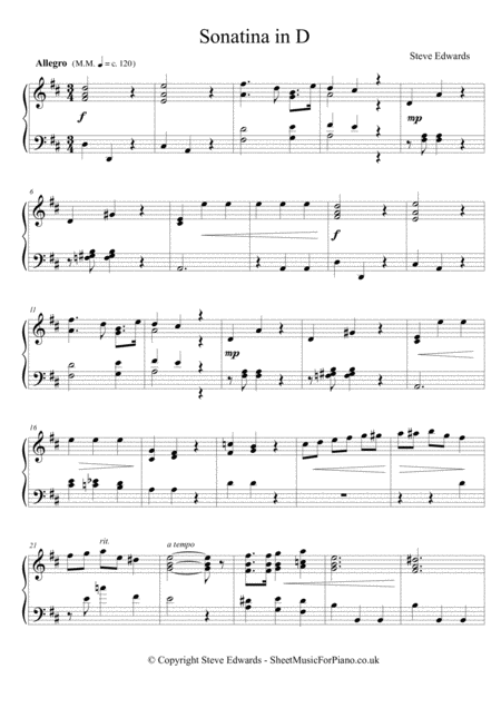 Sonatina In D Moderate Piano Solo Page 2