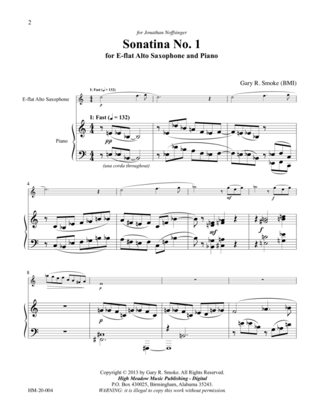 Sonatina No 1 For Alto Saxophone And Piano Page 2