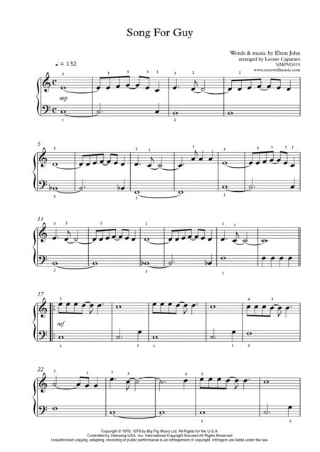 Song For Guy Easy Beginner Piano Solo Page 2