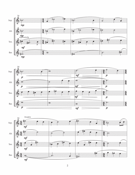 Song For Margot Saxophone Quartet Page 2