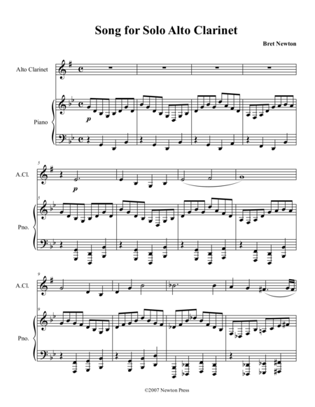 Song For Solo Alto Clarinet And Piano Page 2