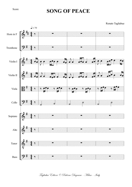 Song Of Peace Tagliabue Trombone Horn In F String Quartet Choir Satb Page 2