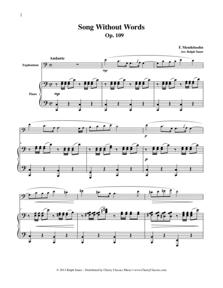 Song Without Words Op 109 For Euphonium Piano Page 2