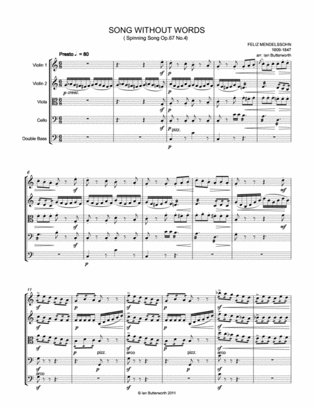 Song Without Words Op 67 No 4 For String Orchestra Page 2