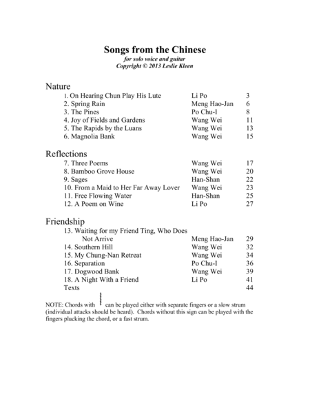 Songs From The Chinese For Voice And Guitar Page 2