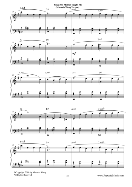 Songs My Mother Taught Me Easy Piano Solo Page 2
