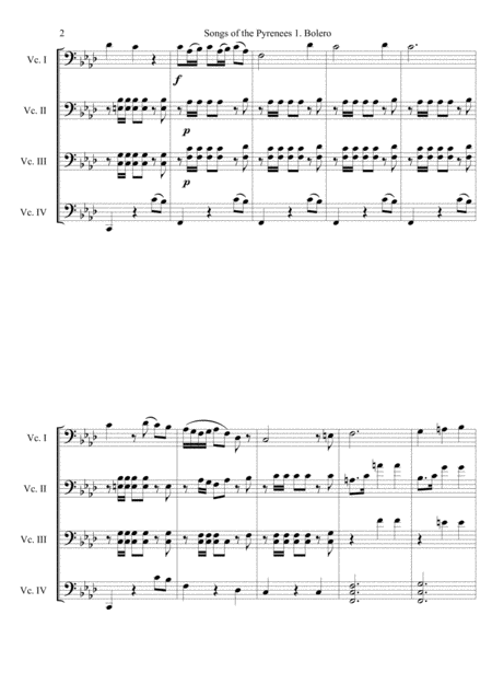 Songs Of The Pyrenees No 1 Bolero For Cello Quartet Page 2