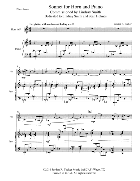 Sonnet For Horn And Piano Page 2