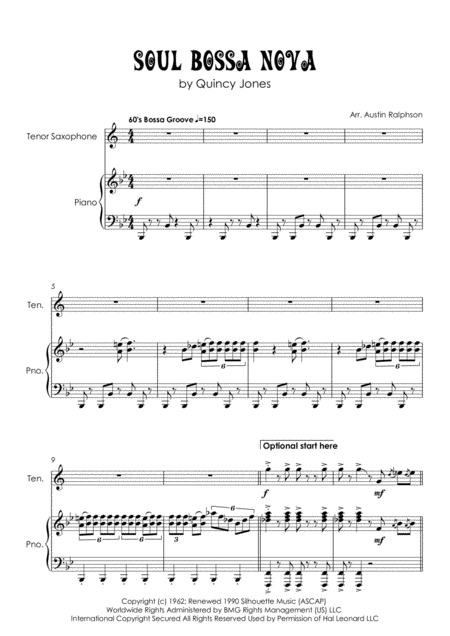 Soul Bossa Nova Tenor Sax And Piano Page 2