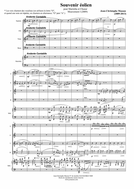 Souvenir Olien For Marimba And Chorus Full Score And Parts Jcm 2009 2013 Page 2
