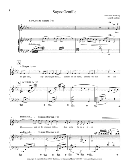 Soyez Gentille By Merrill Collins Piano Vocal Score In A Flat Page 2