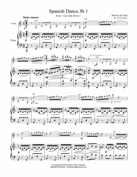 Spanish Dance No 1 From La Vida Breve For Guitar And Piano Page 2