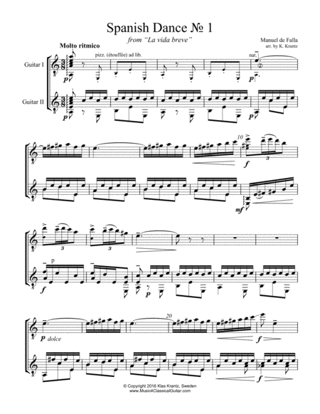 Spanish Dance No 1 From La Vida Breve For Guitar Duet Page 2