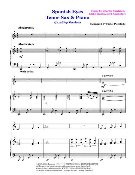 Spanish Eyes For Tenor Sax And Piano Video Page 2