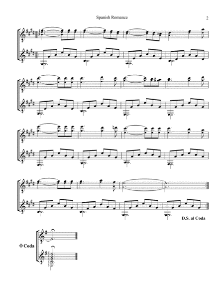 Spanish Romance Romanza For Easy Guitar Duo Page 2