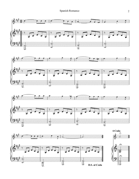 Spanish Romance Romanza For Flute Or Violin And Easy Piano Page 2