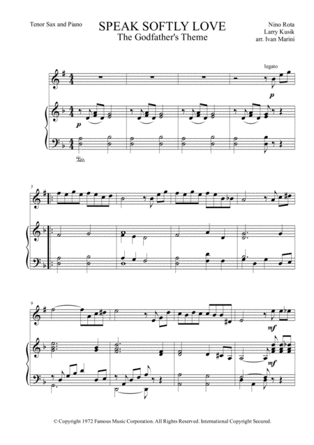 Speak Softly Love The Godfathers Theme For Tenor Sax And Piano Page 2