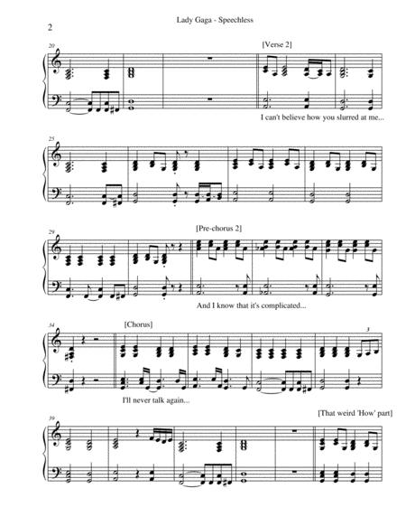 Speechless By Lady Gaga Piano Accompaniment Page 2