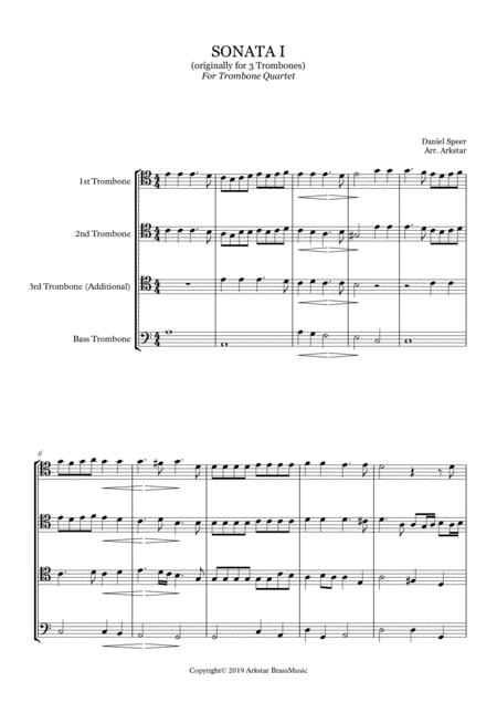 Speer Sonata I For 3 Trombones Of Two Sonatas Trombone Quartet Arrangement Page 2