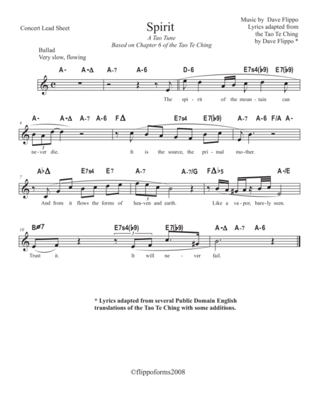 Spirit A Tao Tune Lead Sheets In C Bb And Eb Page 2