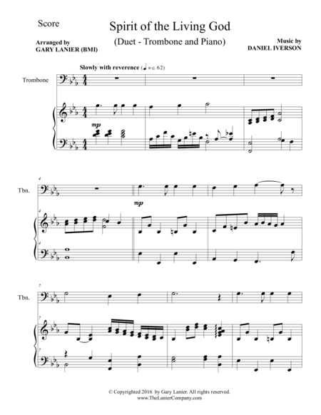 Spirit Of The Living God Duet Trombone Piano With Parts Page 2