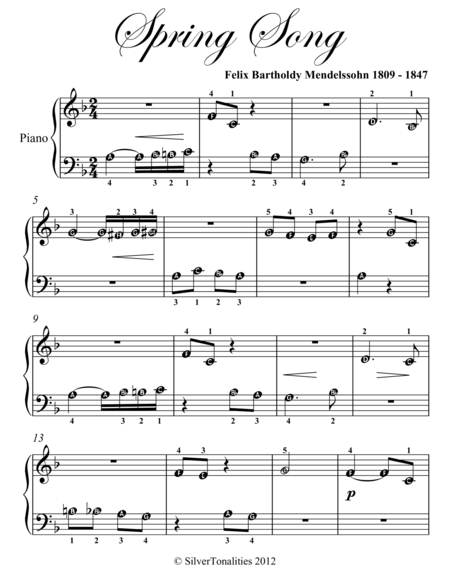 Spring Song Beginner Piano Sheet Music Page 2