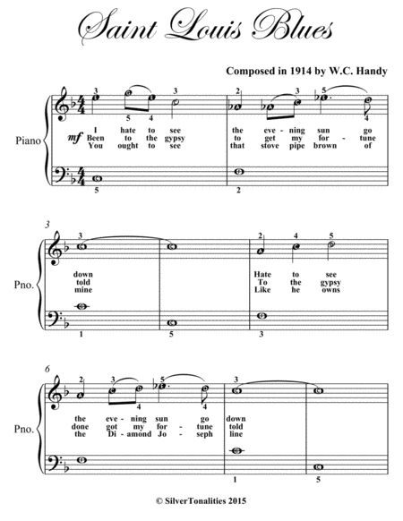 St Louis Blues Easiest Piano Sheet Music Page 2